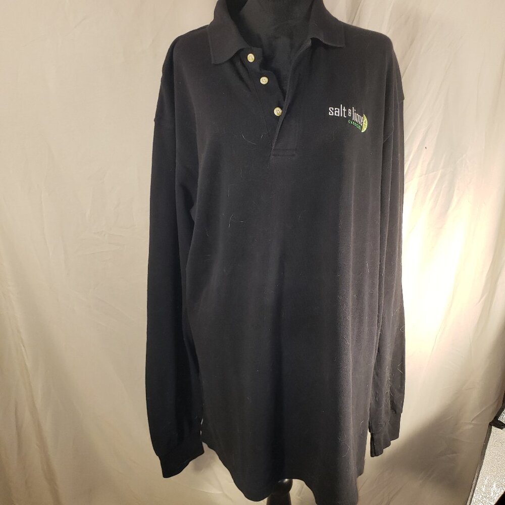 Salt & Lime Cabo Grill Logo Embroidered Black Long Sleeve Polo - XL